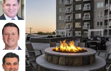 JLL Capital Markets' Scott Aiese (top), Tom Sullivan (center) and Alex Staikos, and Eliot on Ocean in Revere Beach, Mass.