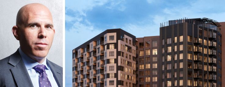 RXR's Scott Rechler and a rendering of 4001 Walnut Street, Denver.