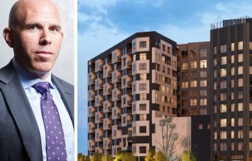 RXR's Scott Rechler and a rendering of 4001 Walnut Street, Denver.