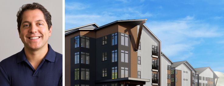 Seth Weissman of Urban Standard and a rendering of Edwards River Park, Edwards, Colo.