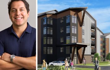 Seth Weissman of Urban Standard and a rendering of Edwards River Park, Edwards, Colo.