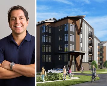 Seth Weissman of Urban Standard and a rendering of Edwards River Park, Edwards, Colo.