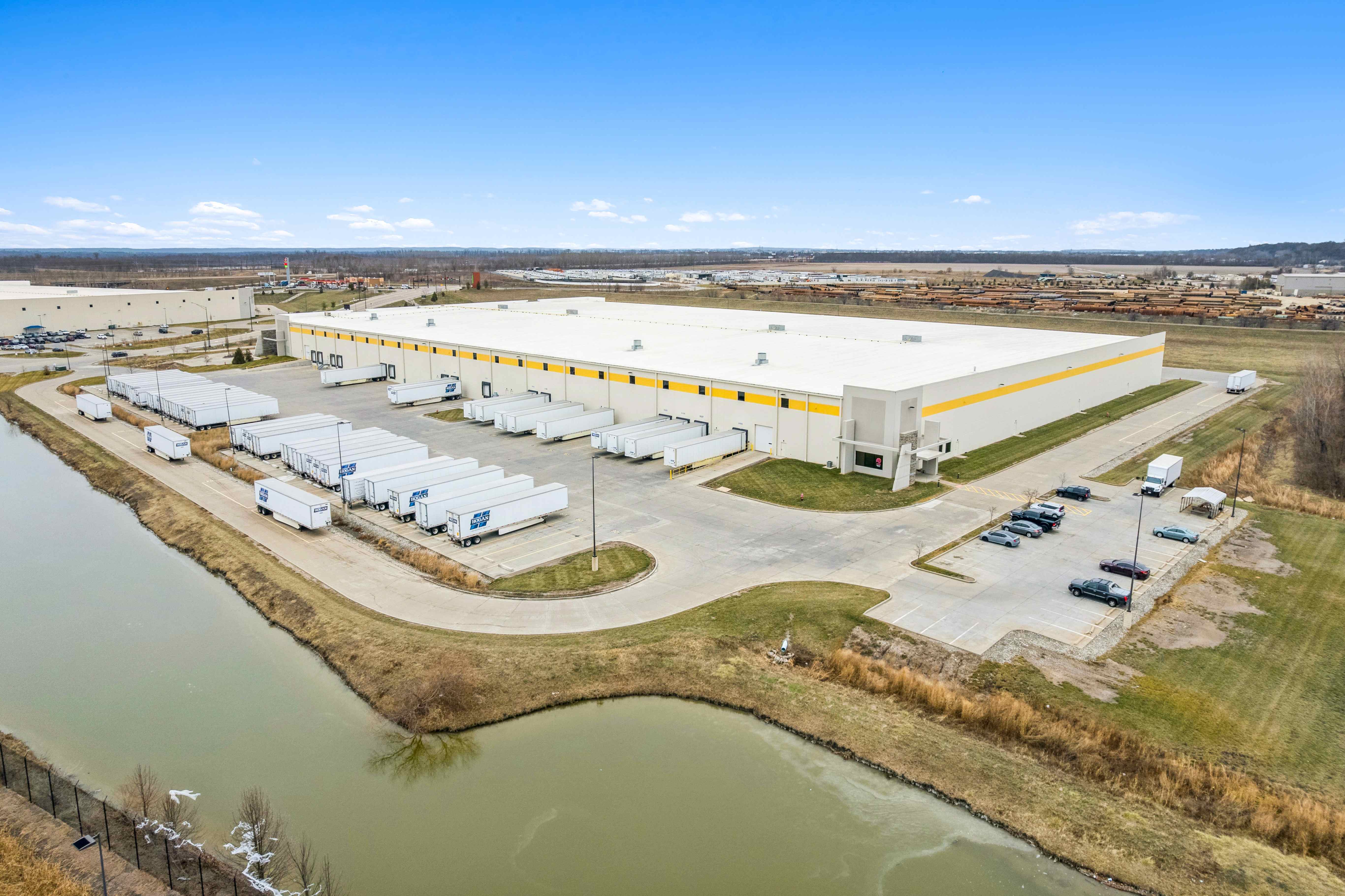 A warehouse from an elevated view.