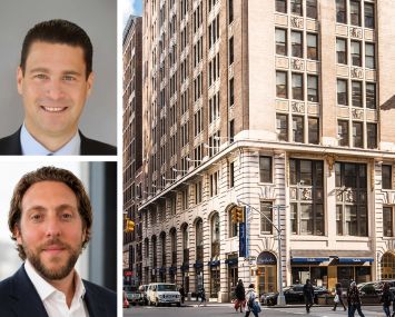 Olmstead Properties' Steven Marvin (top) and Jonathan Bock, and 381 Park Avenue South.