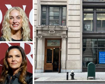 Veronica Beard co-founders Veronica Swanson Beard (top) and Veronica Miele Beard, and 26 West 17th Street.