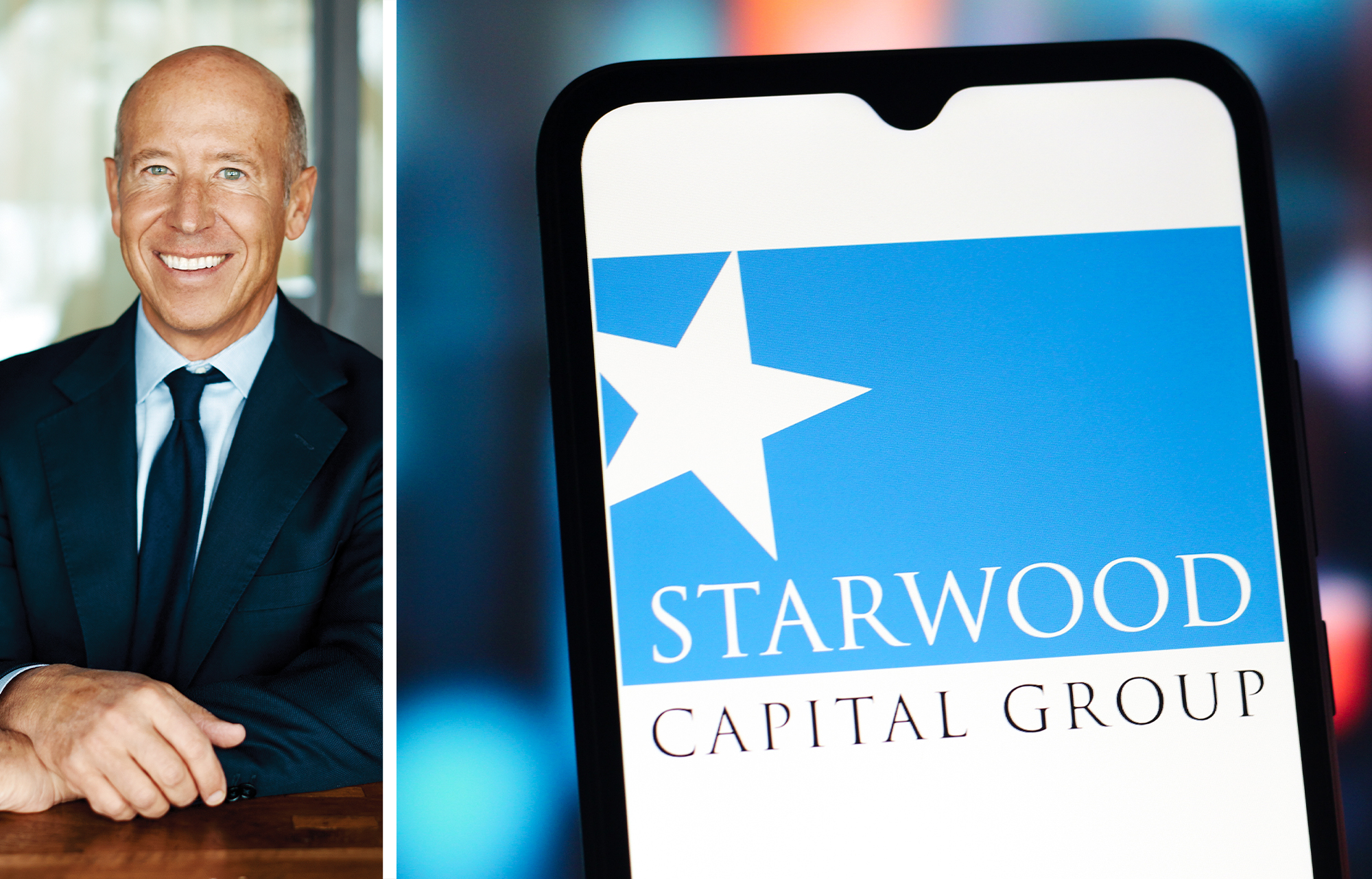 Chairman of Starwood, Barry Sternlicht and the Starwood logo.