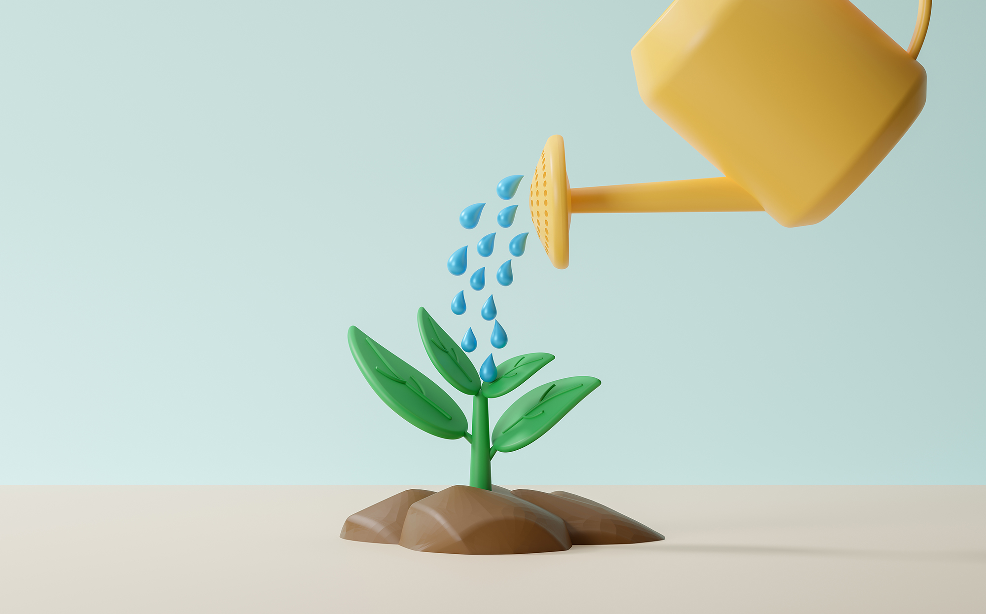 An illustration of a small plant being watered.