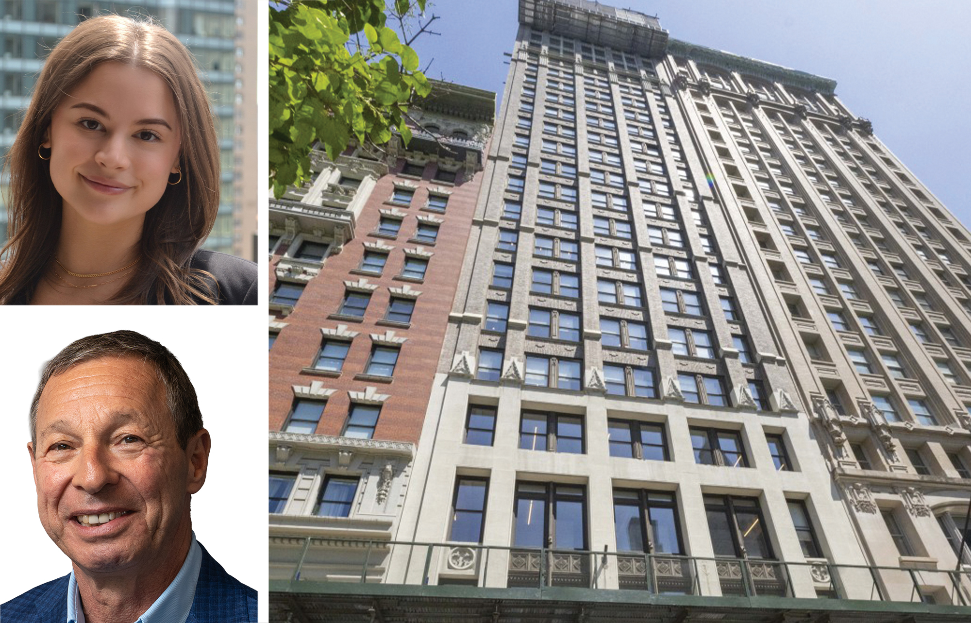 Ariel Harwood (top) and William Cohen (bottom) of Newmark, pictured with Eleven East 26th Street.