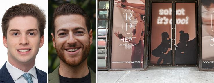Clockwise from top left: Noam Aziz, Carson Shahrabani, Jeff Jacobson, and Max Freudenberger, and 233 East 34th Street.