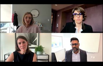 Commercial Observer's virtual AI Forum. Clockwise from top left: Sheri Killingsworth, Margette Hepfner, Davang Patel and Elise Halter.