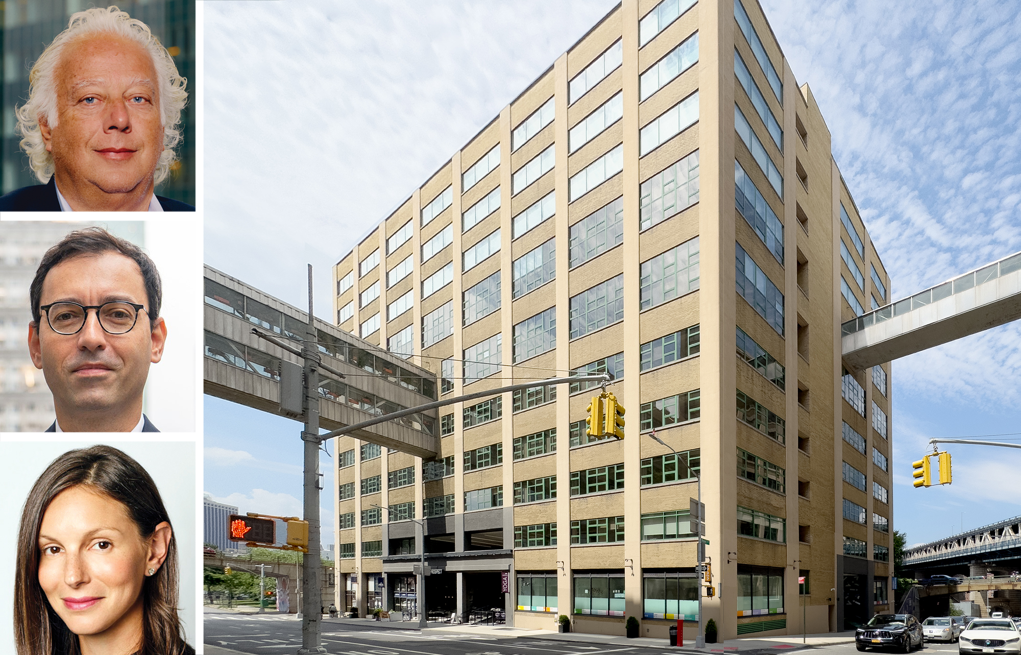 RFR's Aby Rosen (top), Kushner Companies' Laurent Morali (center) and Nicole Kushner Meyer, and 55 Prospect Street, Brooklyn.