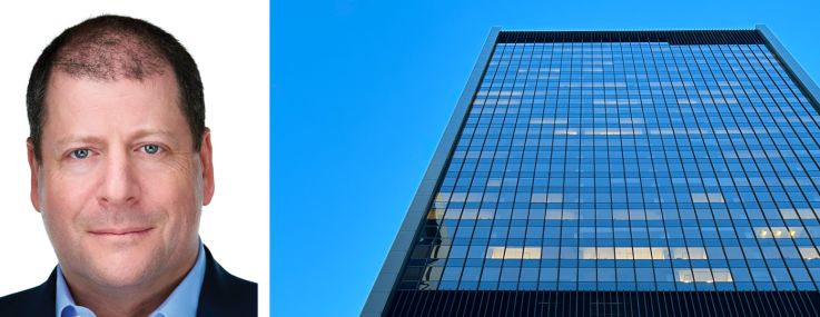 LeFrak’s Adam Silfen (top), CBRE's Howard Fiddle and 40 West 57th Street.