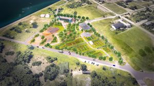 A rendering of Runway Green's proposed education campus at Floyd Bennett Field, Brooklyn.
