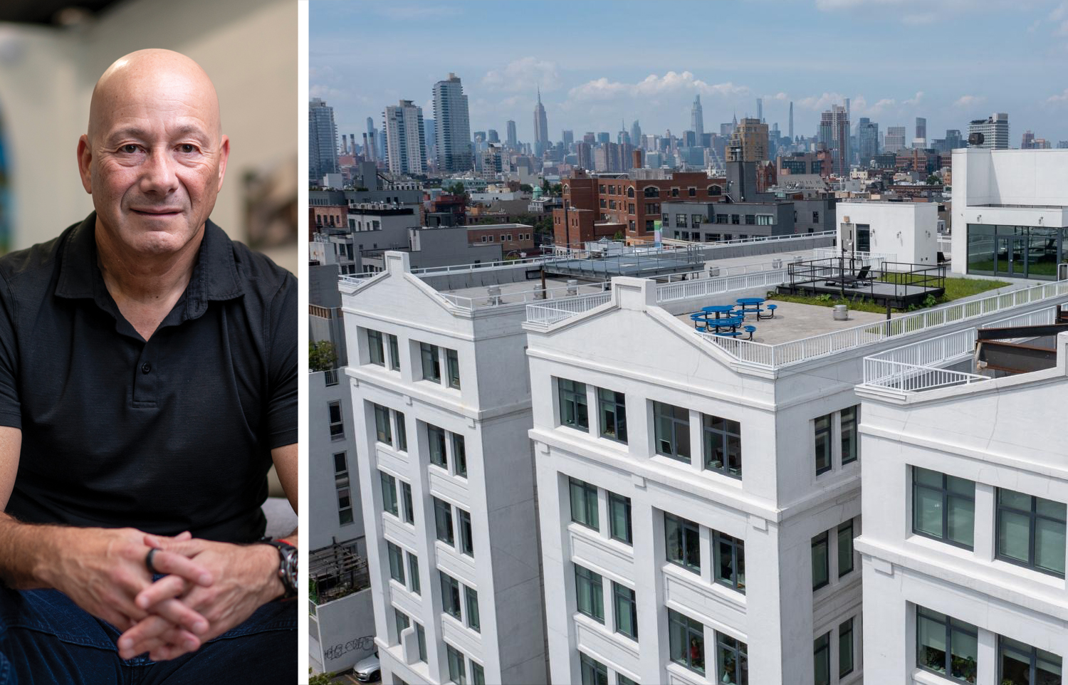 GAIA Real Estate's Danny Fishman and 55 Hope Street, Brooklyn.