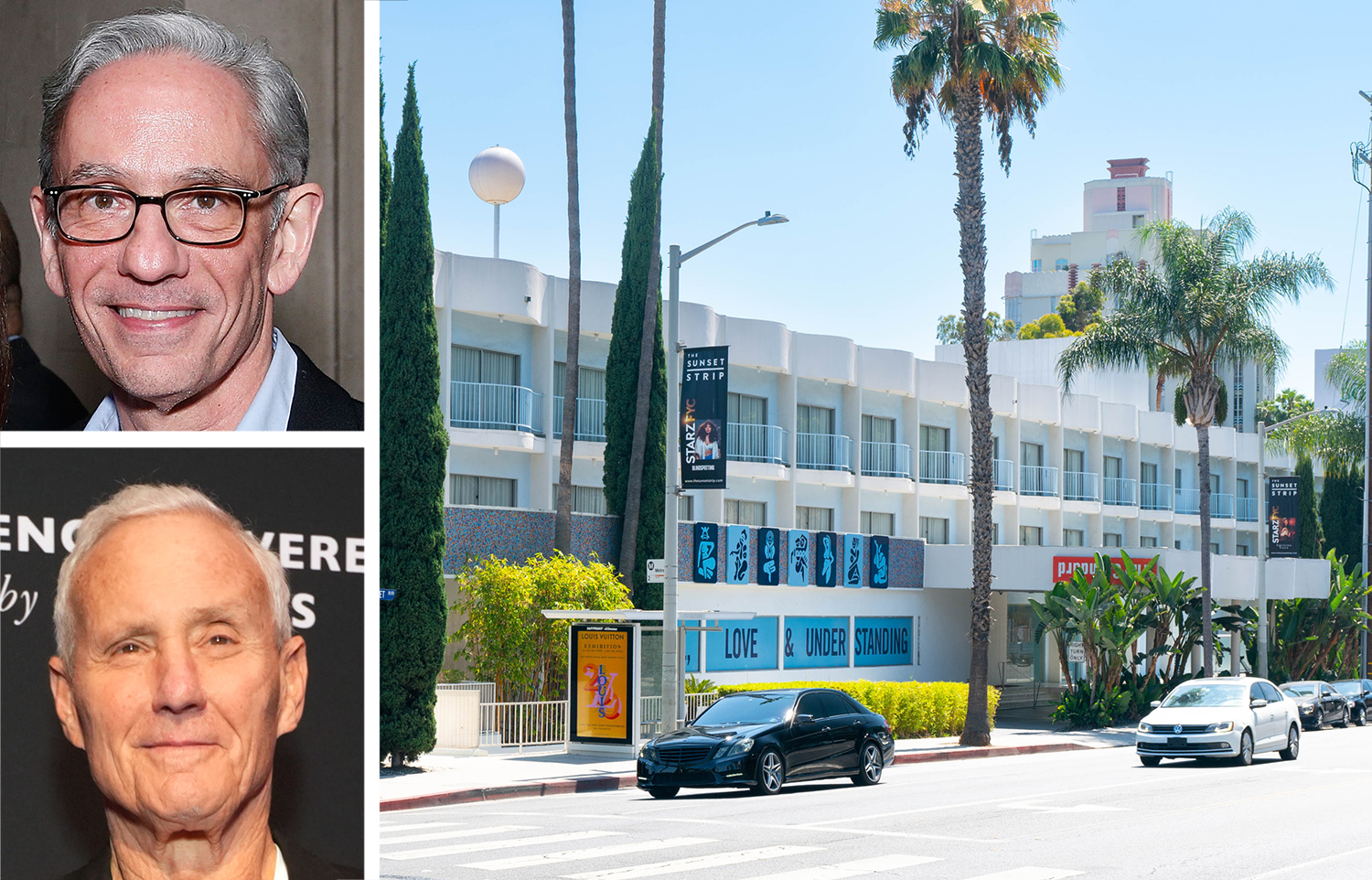 Hoteliers Ed Scheetz (top) and Ian Schrager, and The Standard Hotel in West Hollywood, Calif.