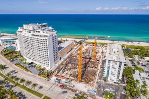 Miami Beach Florida, view from above 5300 block of Collins Avenue.