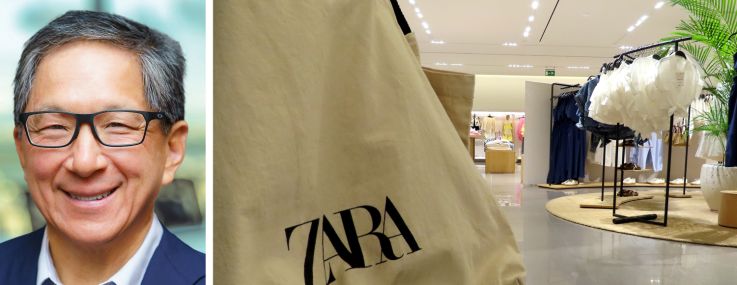 Macerich President and CEO Jackson Hsieh and a Zara bag inside one of the company's stores.
