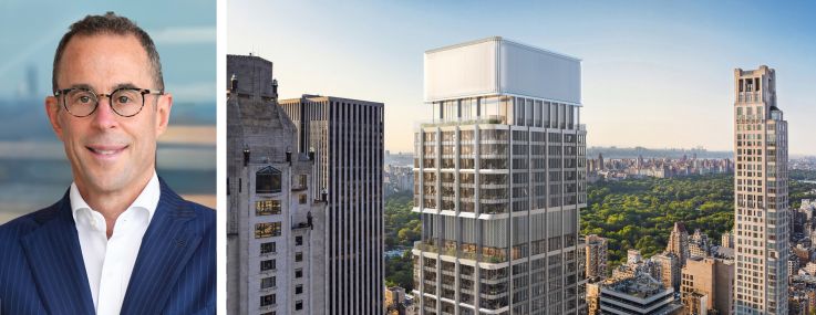 Jeff Blau, CEO of Related Companies, and a rendering of 625 Madison Avenue.