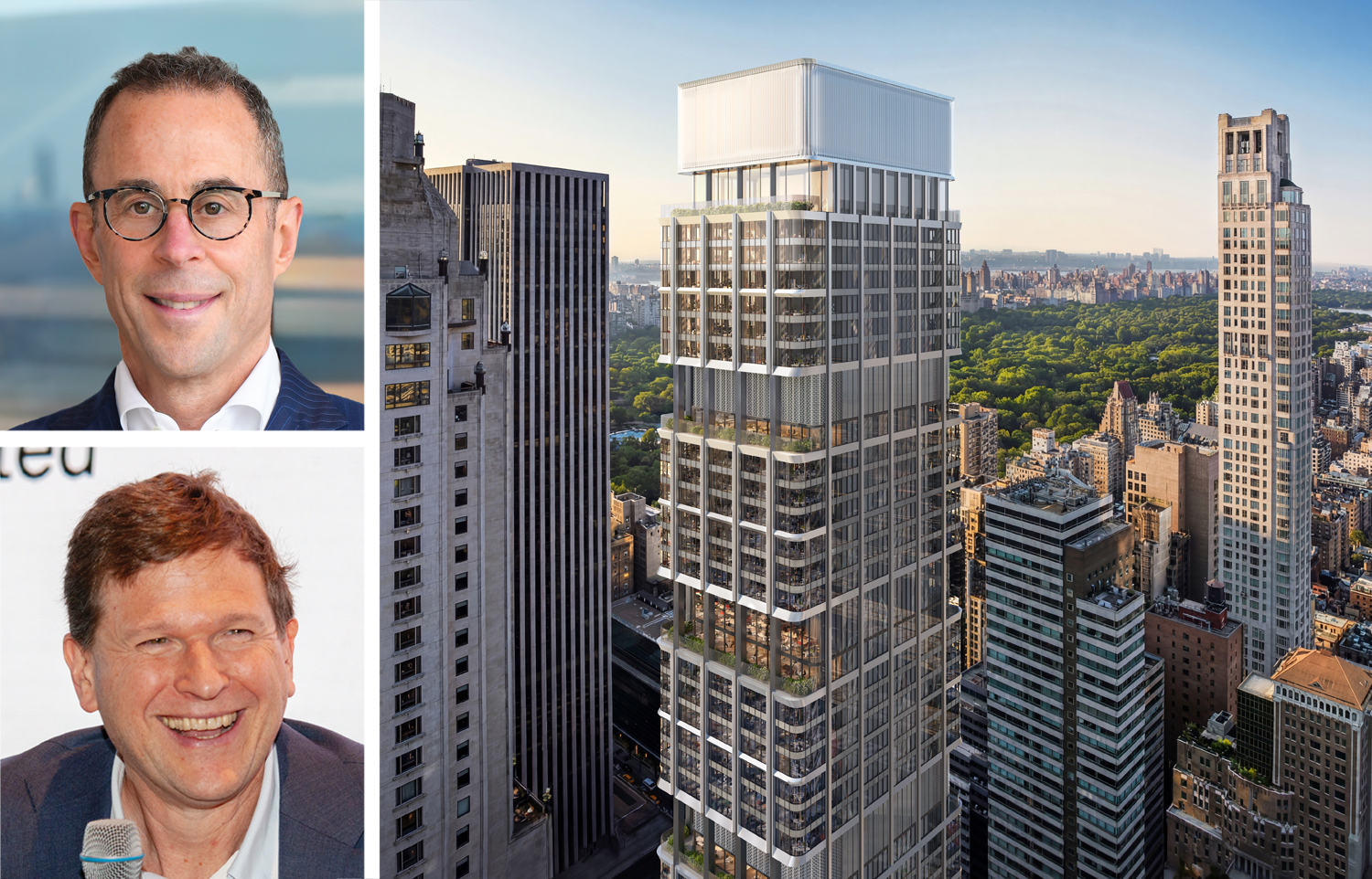 Related Companies' Jeff Blau (top) and Phillippe Visser, and a rendering of 625 Madison Avenue.