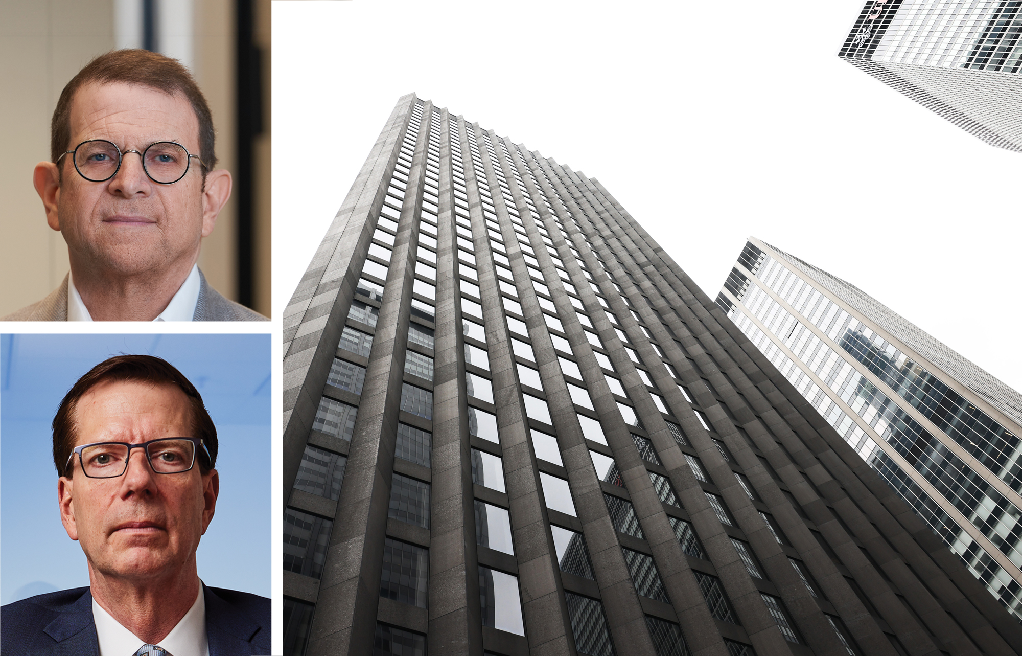 Harbor Group International's Jordan Slone (top) and Richard Litton, and 51 West 52nd Street.