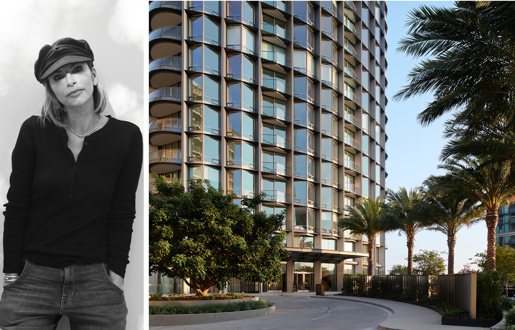 Jordana Yechiel and a rendering of the Park Elm Residences at Century Plaza in Los Angeles, Calif.