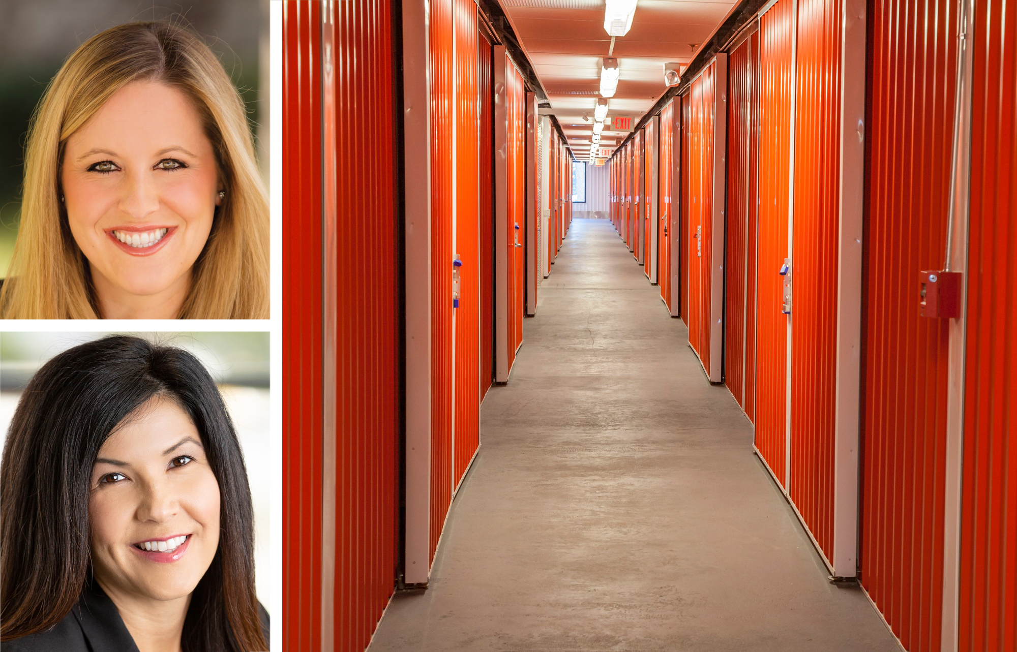 Talonvest Capital’s Kim Bishop (top) and Lauren Maehler, and a self-storage facility.