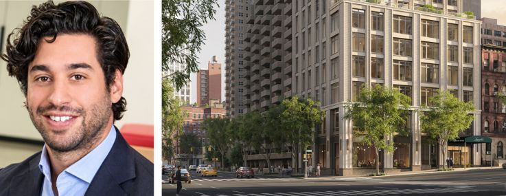 JLL's Matthew Schuss (top) and Jesse Wolff, and a rendering of 1695 Second Avenue.