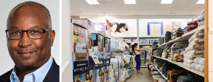 Kohl's CEO Michael Bender and a shopper inside of a Kohl's store.