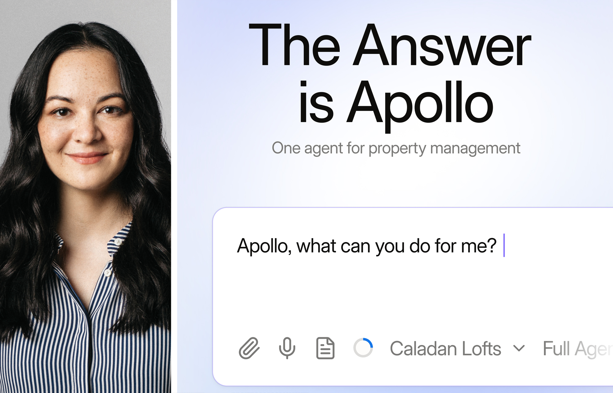 EliseAI's Minna Song and a screenshot of the company's Apollo AI agent.