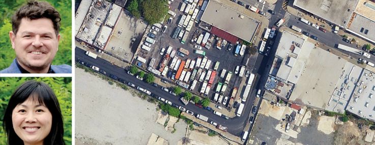 Ofer Cohen (from top), Tucker Reed and Vivian Liao of Ailanthus BK and a satellite view of 424 Hoyt Street, Brooklyn.