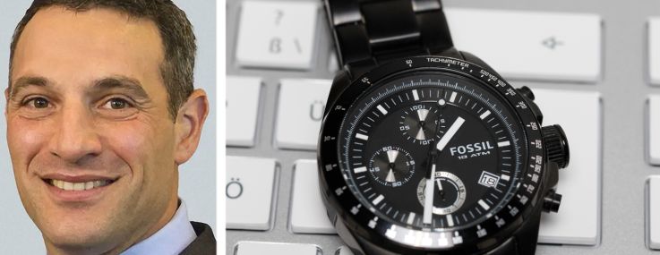 CBRE's Paul Walker and a watch from Fossil.