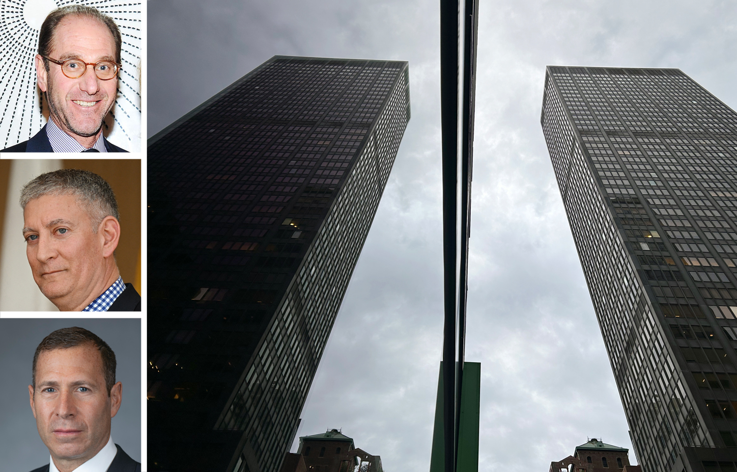 Richard Born (top), Infinite Global Real Estate Partners' Marty Burger (center), Mack Real Estate Group's Richard Mack and 600 Third Avenue.