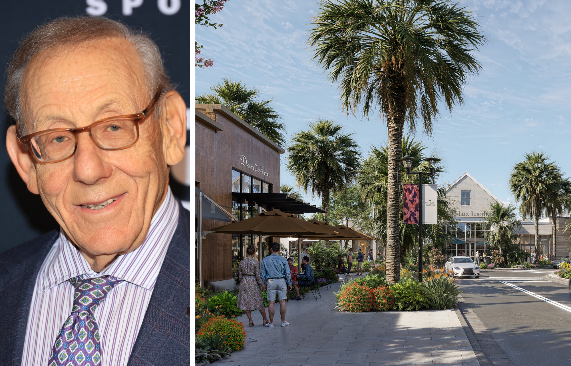 Stephen Ross of Related Ross and a rendering of Village Landing planned for Wellington, Fla.