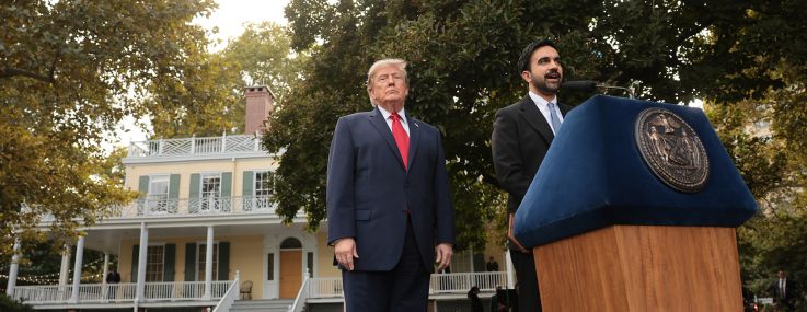President Donald Trump and Mayor Zohran Mamdani speak to reporters following their meeting at Gracie Mansion on Sept. 21.