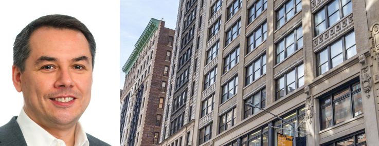 JLL's Valentin Stobetsky (top) and Evan Margolin, and 40 West 25th Street.