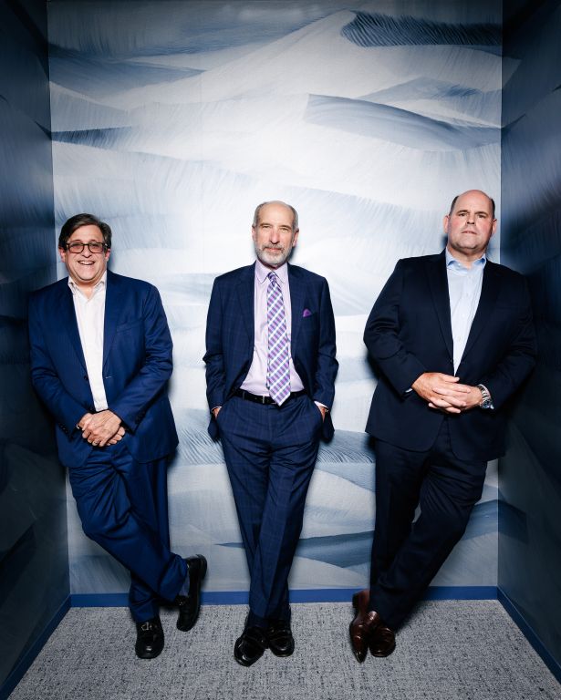 Williams Equity Principals Robert B. Getreu (from left), Andrew H. Roos (center) and Michael T. Cohen at the firm's office in Midtown Manhattan.