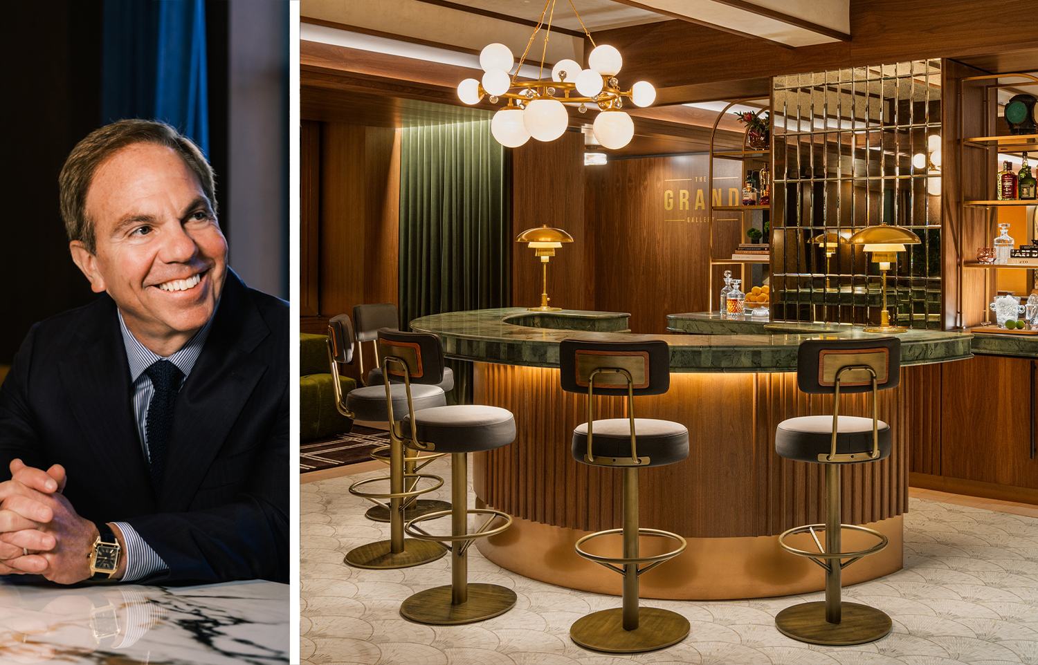 Craig Deitelzweig, CEO of Marx Realty and an interior of Ten Grand Central.