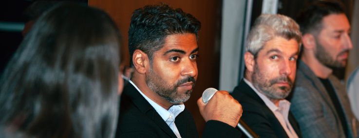 Abhinav Somani speaks on a panel at Commercial Observer's Power Tech and AI reception.