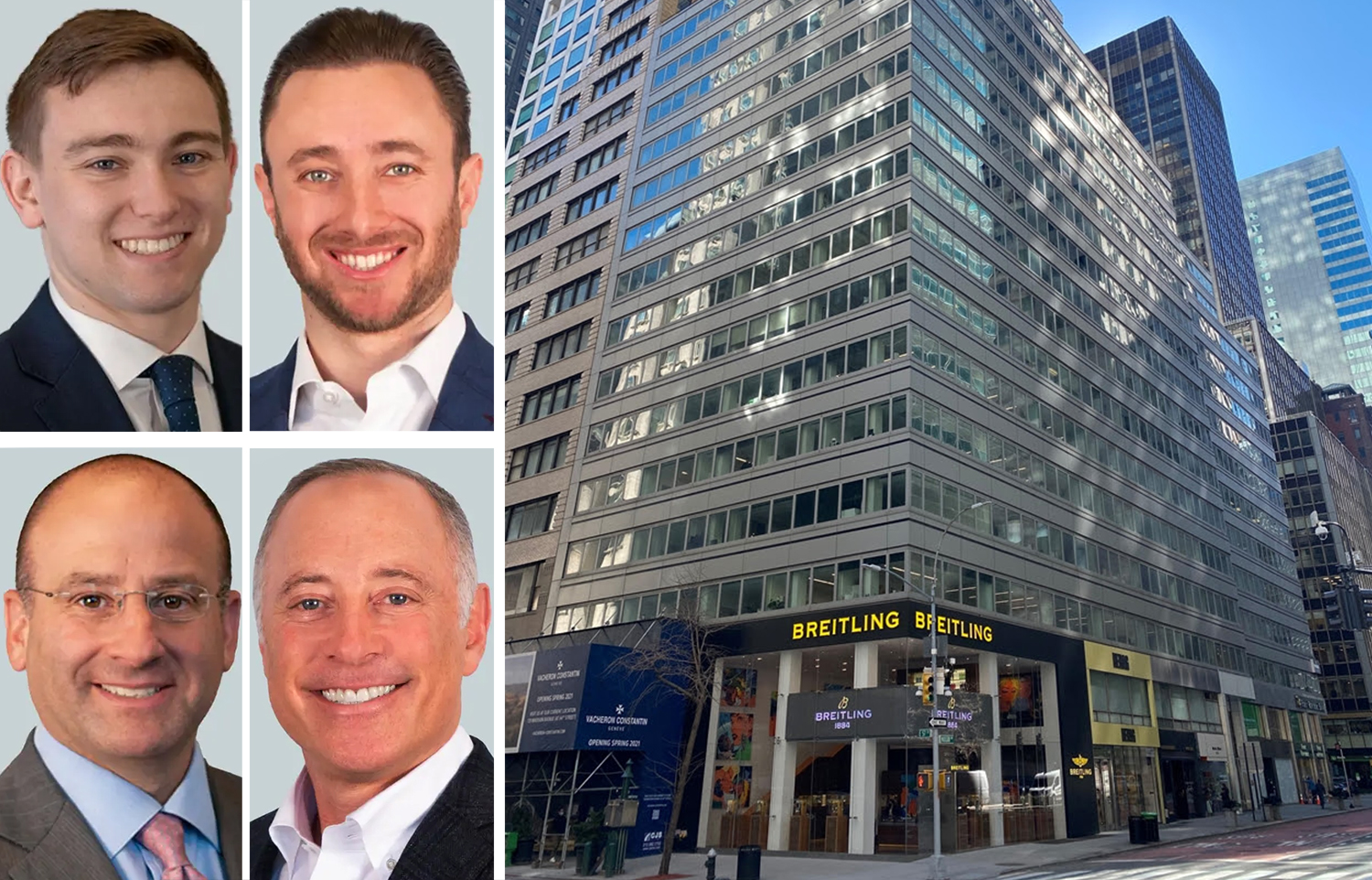 Clockwise from top left: Maxwell Tarter, Brad Auerbach, David Hollander, and Greg Rothkin of CBRE and 575 Madison Avenue.