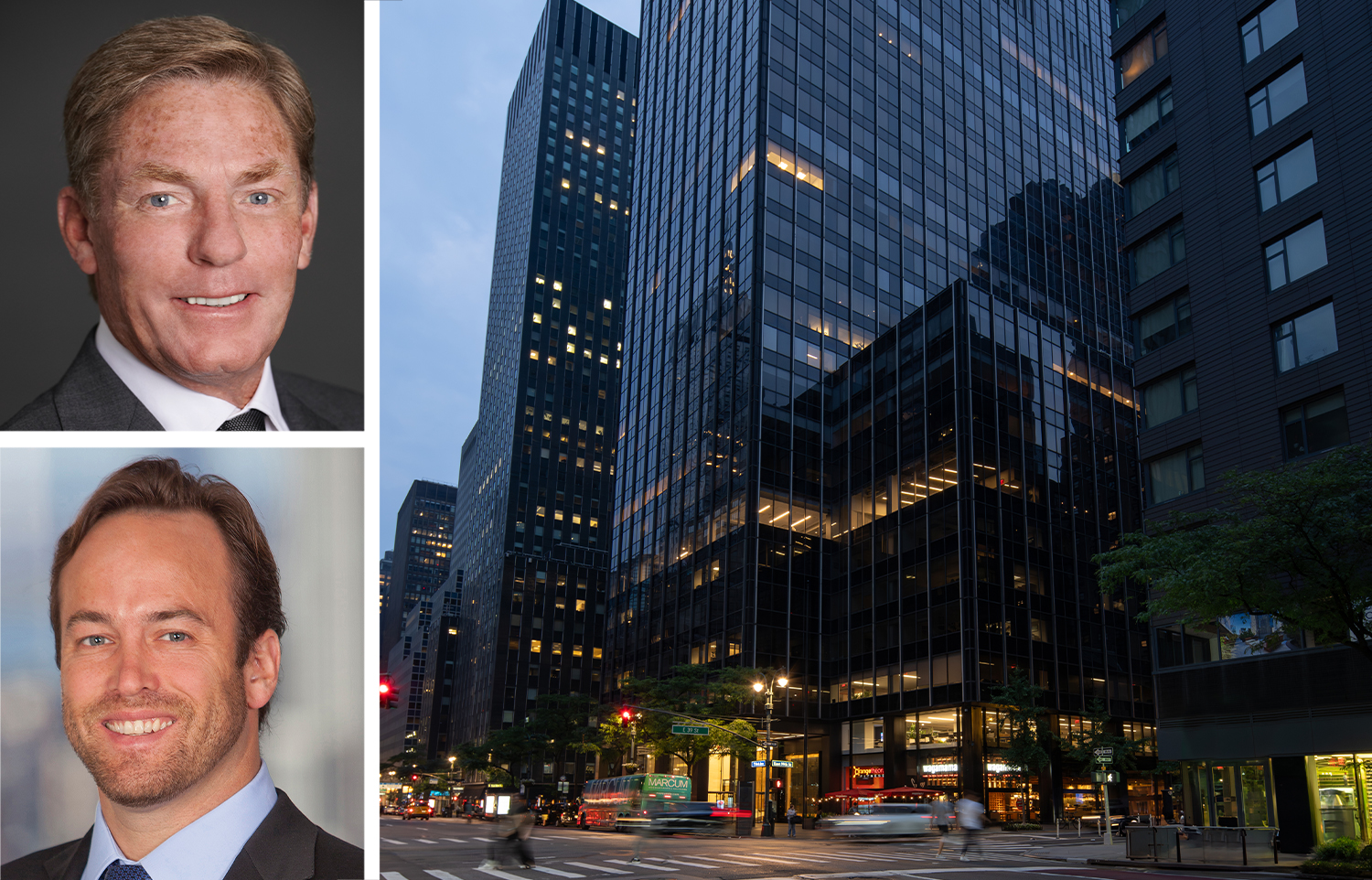 Ken Fisher (top), Winston Fisher (bottom), and 605 Third Avenue.
