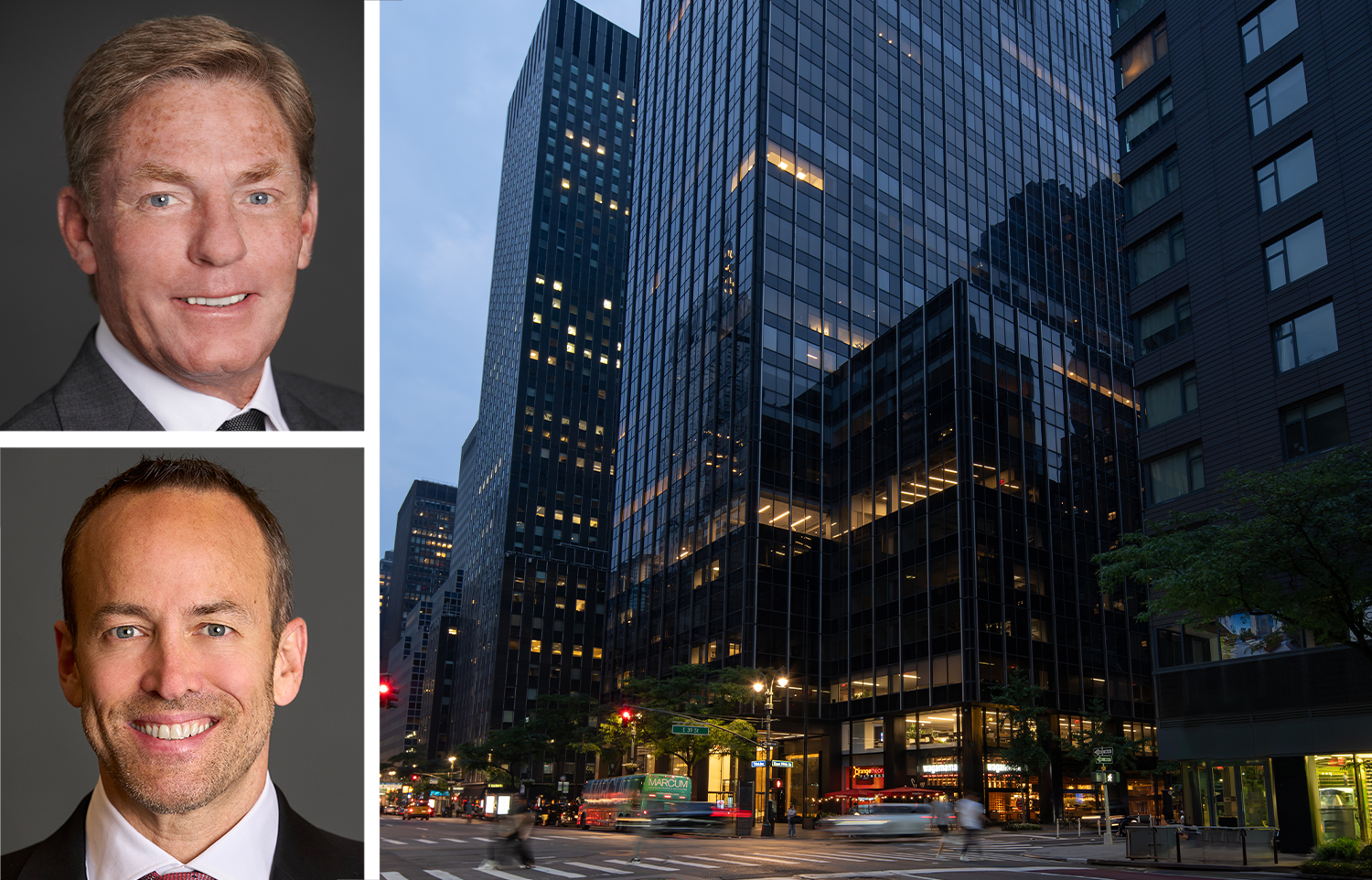 Ken Fisher (top), Winston Fisher (bottom), and 605 Third Avenue.