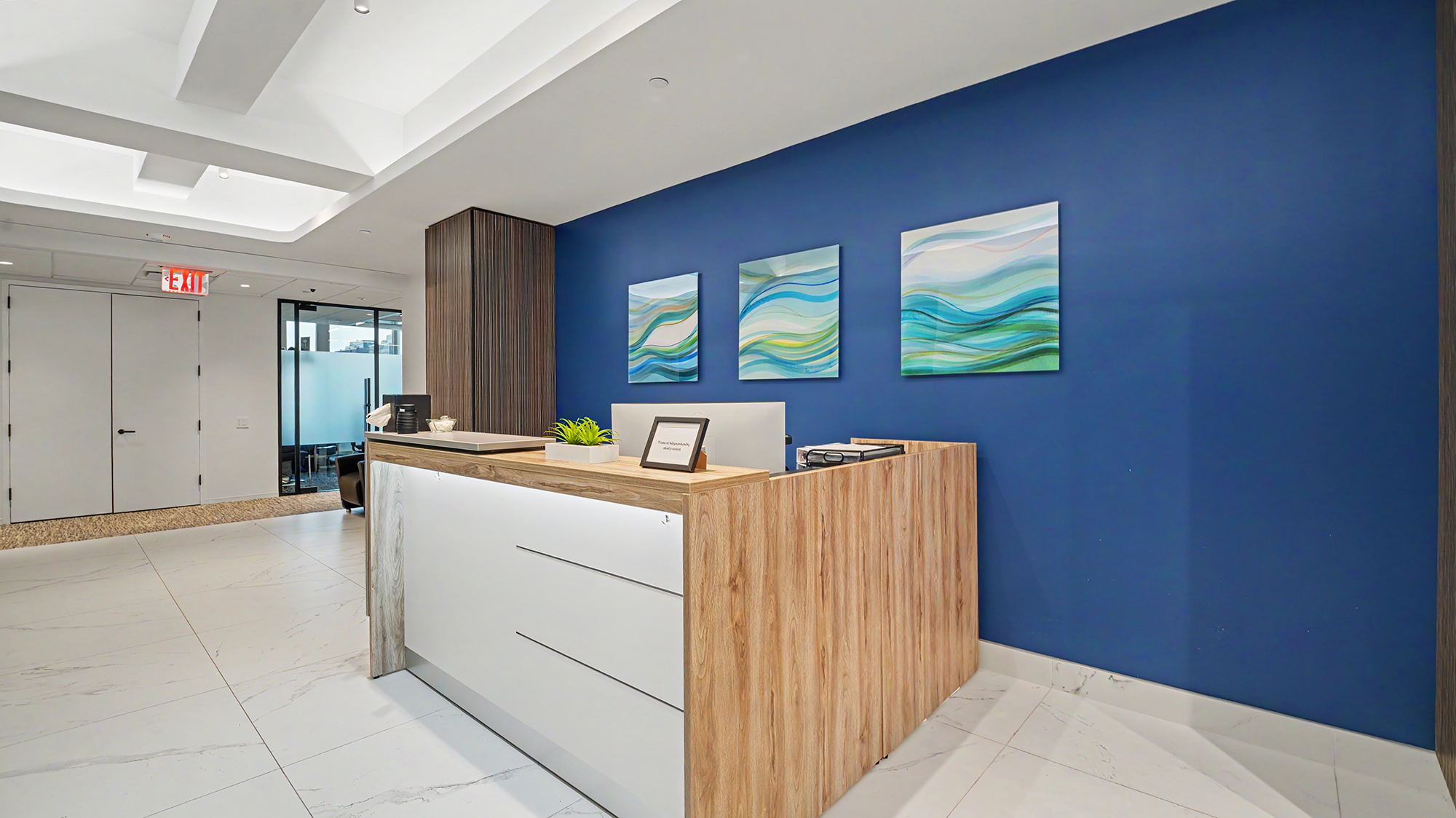 The duplex-level workspace was completed in August.