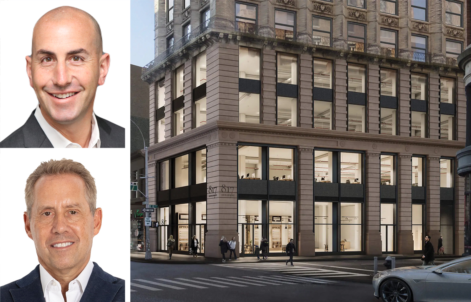 Jason Greenstein (top), David Falk (bottom), and 817 Broadway.