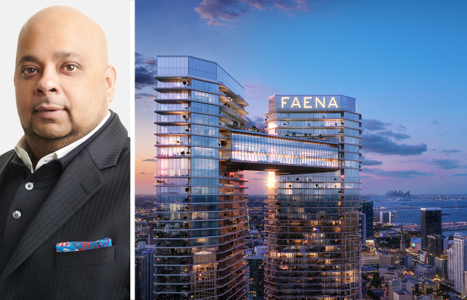 TYKO Capital's Adi Chugh and a rendering of a planned condo project at 24 Southwest 4th Street, Miami.