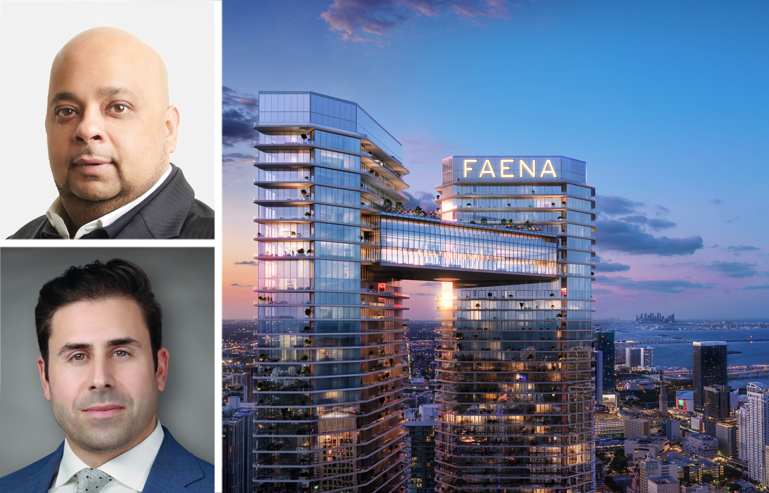 TYKO Capital's Adi Chugh (top), Walker & Dunlop's Keith Kurland, and a rendering of a planned condo project at 24 Southwest 4th Street, Miami.