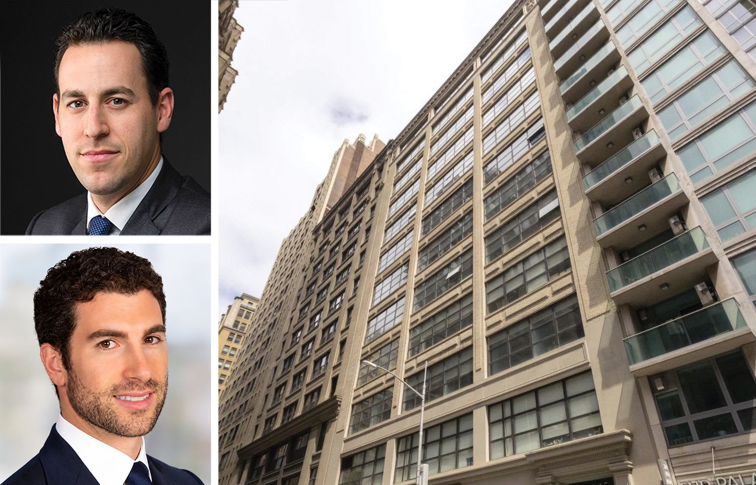 The Feil Organization's Andrew Wiener (top), Savills' Jordan Weiss and 145 West 30th Street.