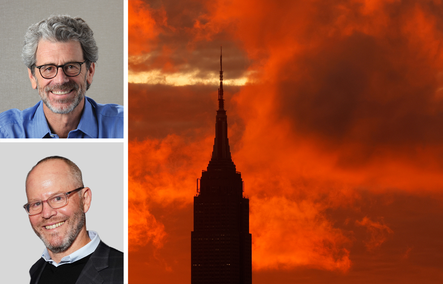 Empire State Realty Trust's Anthony Malkin (top), Erez Asset Management's Bruce Schanzer, and the Empire State Building.