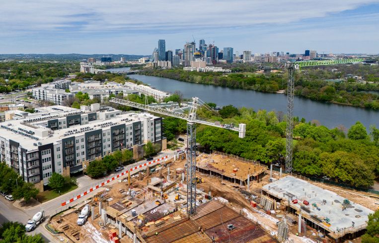 Groundwork for apartments is under construction in 2024 in Austin, Texas.