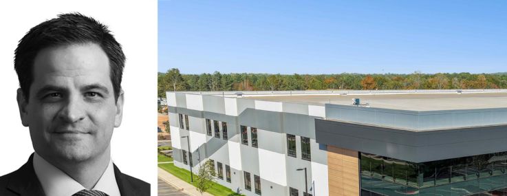 JLL's Brett Paulsrud (top), Starwood Property Trust's Dennis Schuh and Pathway Triangle in Morrisville, N.C.
