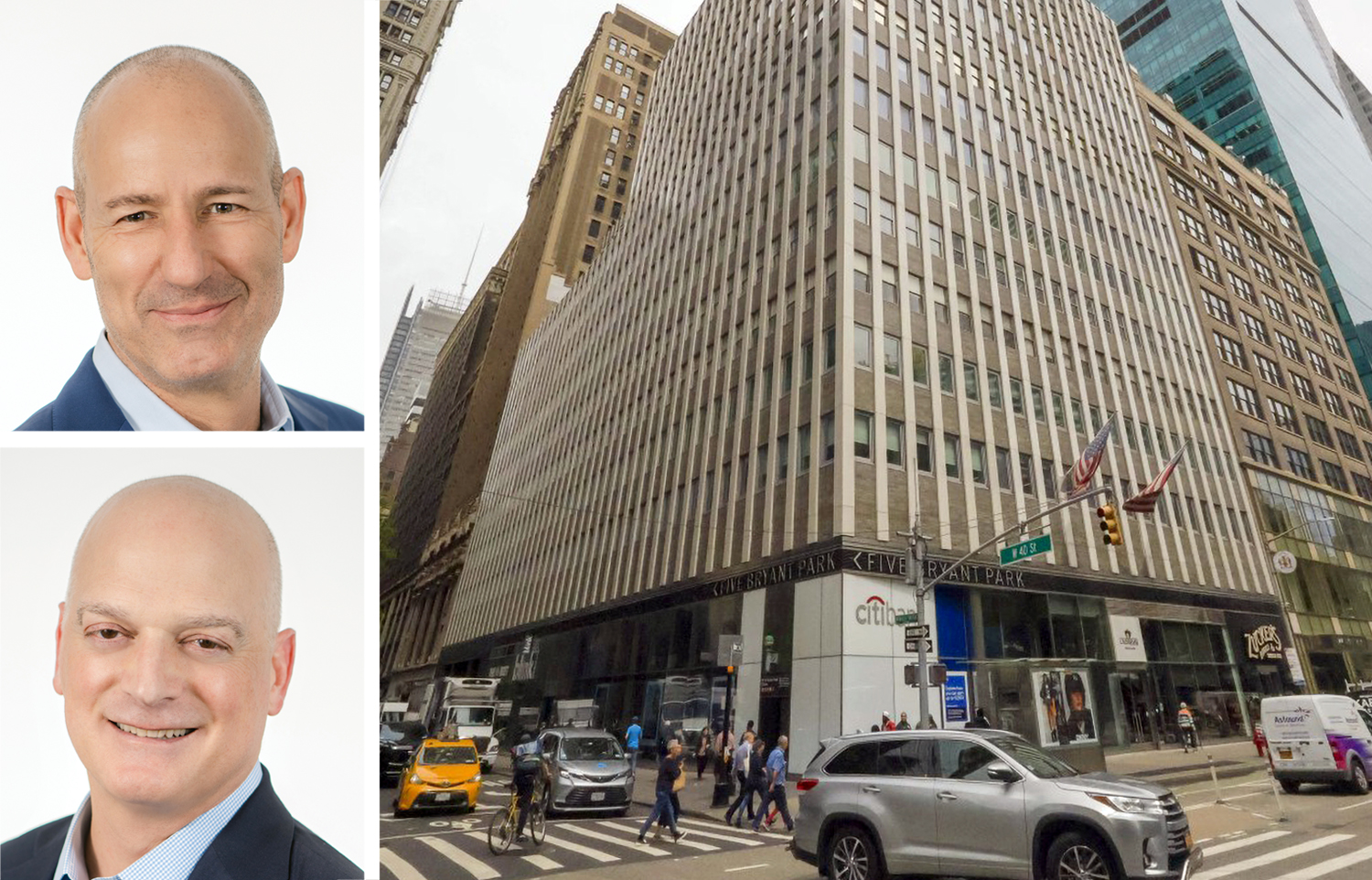 Savanna's Christopher Schlank (top) and Nicholas Bienstock, and 5 Bryant Park.
